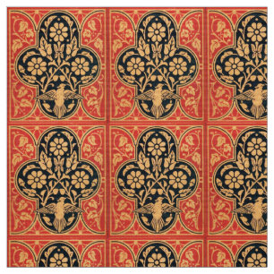 BLUE GULT RED DAMASK FLOWES WITH DOVE TYG
