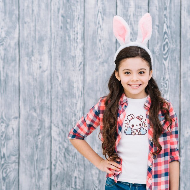 Blue Gult Rosa Cute Rabbit Barn T-Shirt (Skapare uppladdad)