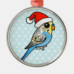 Blue & Gult Santa Budgie Julgransprydnad Metall