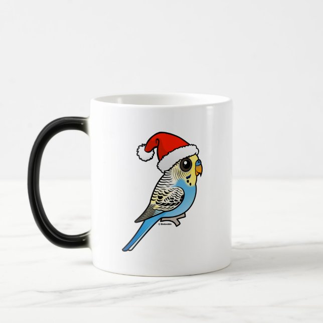 Blue & Gult Santa Budgie Magisk Mugg (Vänster)