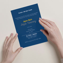 Blue Gult Solid Färg Plain, Aqiqah Baby Shower Inbjudningar
