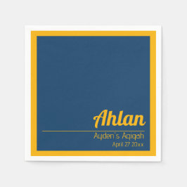 Blue Gult Solid Färg Plain, Aqiqah Baby Shower Pappersservett