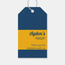 Blue Gult Solid Färg Plain, Aqiqah Baby Shower Presentetikett