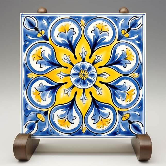 Blue Gult Sunny Azulejos Elegance Kakelplatta (Skapare uppladdad)