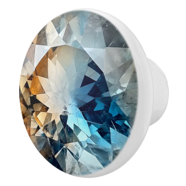 Blue Gult Topaz Crystal Mönster Knopp (Höger)