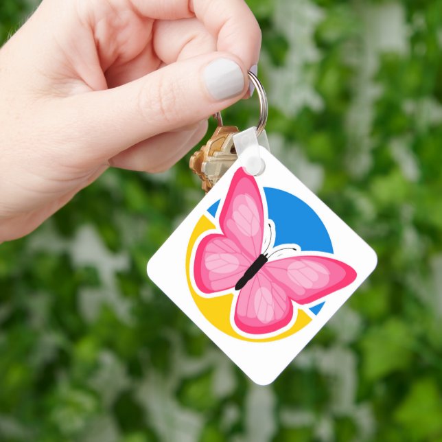 Blue Gult Ukrainska Flagga Butterfly Nyckelring (Hand)