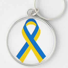 BLUE & GULT URKANIAN RIBBON RUND SILVERFÄRGAD NYCKELRING