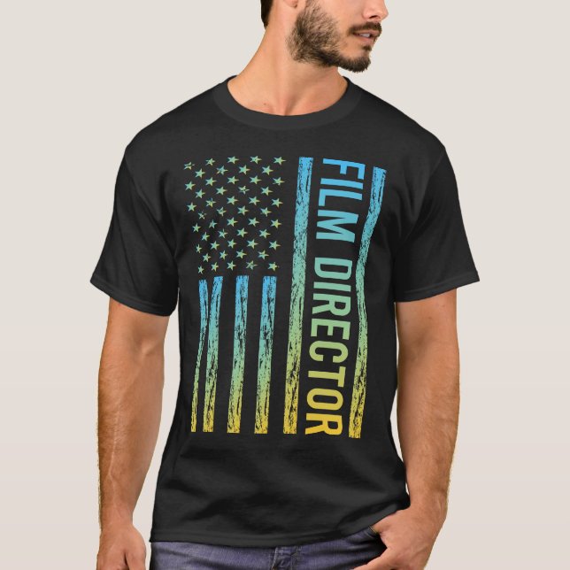 Blue Gult USA flagga - filmdirektör T Shirt (Framsida)