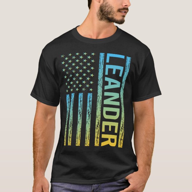Blue Gult USA flagga - Leander T Shirt (Framsida)
