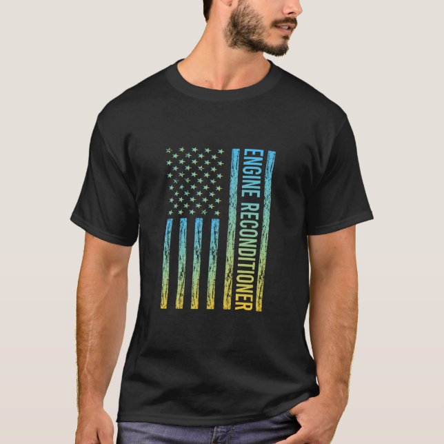 Blue Gult USA flagga - Motordrivna reparatörer T Shirt (Framsida)