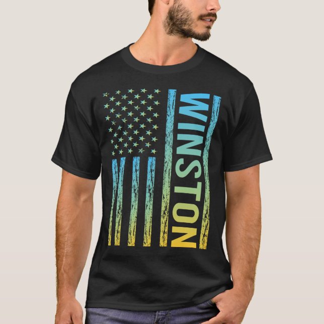 Blue Gult USA flagga - Winston T Shirt (Framsida)