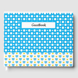 BLUE GULT WHITE POLKA DOTS & HEARTS GÄSTBÖCKER