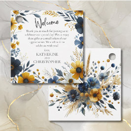 Blue Gult Wildblomme Bröllop Välkomstork Basket Gåvor Etiketter