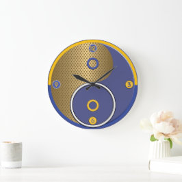 Blue Gult Yin Yang Wall Clock Stor Klocka