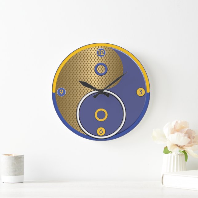 Blue Gult Yin Yang Wall Clock Stor Klocka (Hem)