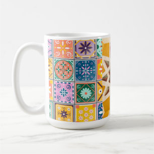 Blue & Gult Zellij Mosaic Mönster Kaffemugg
