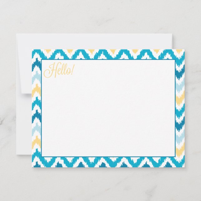 Blue Gult Zigzag Tribal Ikat Mönster (Framsida)