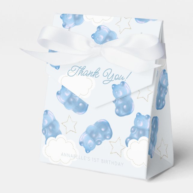 Blue Gummy Bear Boy Birthday Presentaskar (Framsidan Sidan)