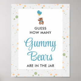 Blue Gummy Bear Guessing Game Boy Shower Poster