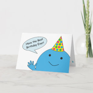 Blue Guy with Party Hat Grattis på födelsedagen Kort