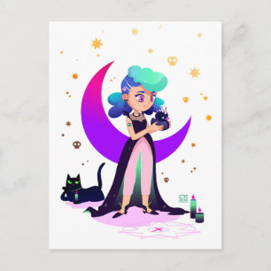 Blue Hair Girl and Gothic Anka Vykort