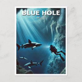 Blue Hål Belize Dyka Vykort