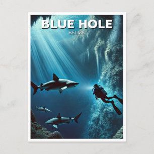 Blue Hål Belize Dyka Vykort