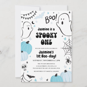 Blue Halloween 1:a födelsedagsinbjudan Inbjudningar