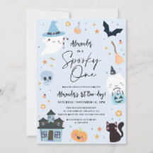 Blue Halloween 1:a födelsedagsinbjudan