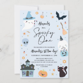 Blue Halloween 1:a födelsedagsinbjudan Inbjudningar