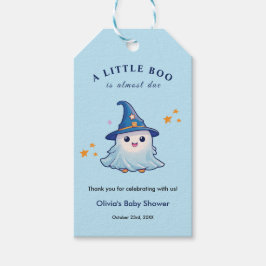 Blue Halloween A Little Boo Baby Shower Presentetikett