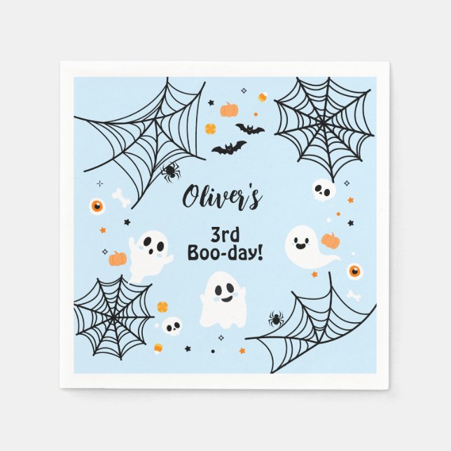 Blue Halloween Cute Ghost Boo-Day Party Pappersservett (Framsidan)
