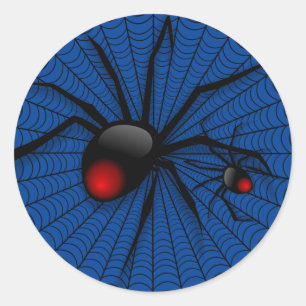 Blue Halloween Evil Black Widow Scary Spindelnät Runt Klistermärke
