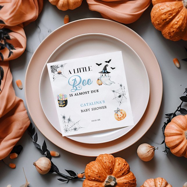 Blue Halloween Ghost Baby Shower Pappersservett (Skapare uppladdad)