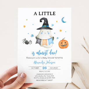 Blue Halloween Ghost Little Boo Baby Shower Inbjudningar