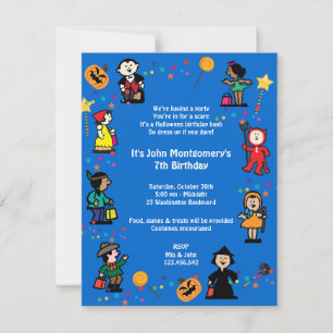 Blue Halloween-inbjudan till födelsedagsfesten Inbjudningar