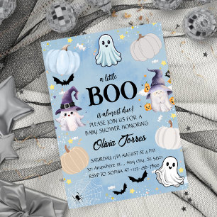 Blue Halloween Little Boo Baby Shower-inbjudan Inbjudningar