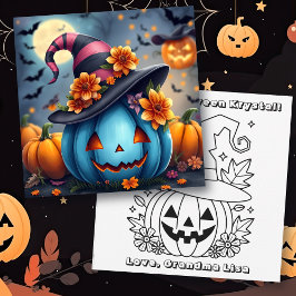 Blue Halloween Pumpkin & Color Me  Kort