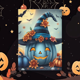 Blue Halloween Pumpkin Jack-o-lantern Kort
