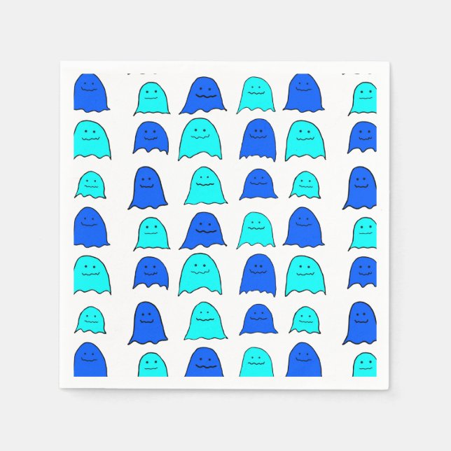 Blue Halloween Spöken Pappersservett (Framsidan)