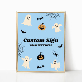 Blue Halloween Spooky Anpassningsbar Party Sign Poster