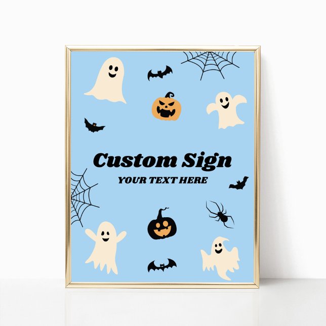 Blue Halloween Spooky Anpassningsbar Party Sign Poster (Skapare uppladdad)