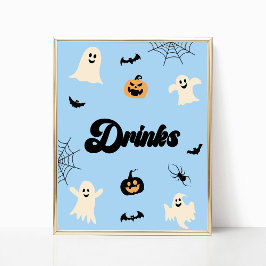Blue Halloween Spooky Drinks Party-tecken Poster
