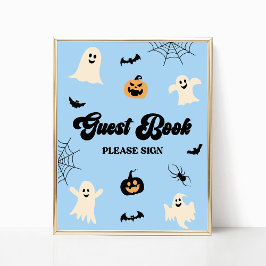 Blue Halloween Spooky Guest Bok-tecken Poster