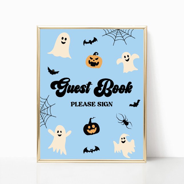 Blue Halloween Spooky Guest Bok-tecken Poster (Skapare uppladdad)