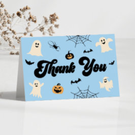 Blue Halloween Spooky Spöken Baby Shower Tack Kort