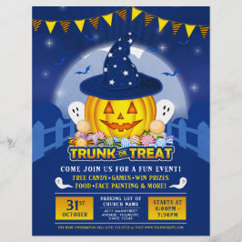 Blue Halloween Trunk eller Treat Cute Pumpkin-händ Reklamblad