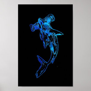 Blue Hammerhead Shark Poster