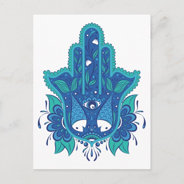 Blue Hamsa Design Vykort (Framsida)