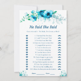 Blue Han sa att hon sa att Möhippa Game Card Inbjudningar